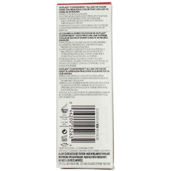 COVERGIRL Outlast All-Day Custom Reds Lip Color, Your Classic Red (Pack of 4)4