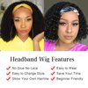 FBKDFCZS Kinky Curly Headband Wig Short Afro Kinky Curly Wigs for Black Women Synthetic Deep Wave Glueless Wigs with Headband Attached Black Curly Headband Wig Black Women Scarf Wig