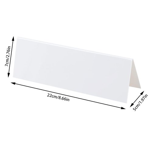 100 Pcs Name Tent Cards, Reusable Acrylic Name Tent Cards with Black Markers Dry Erase Name Plate Wipe Clean Desk Tags Sign for Dinner Weddings, Classroom Office (8.66" x 2.76" x 1.9")