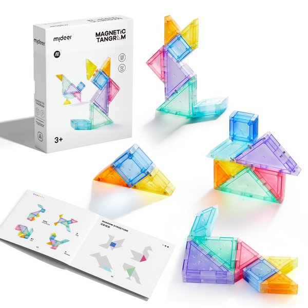 MiDeer Magnetic Tangram Travel Tangram Puzzle Magnetic Pattern Block for Ages 4 5 6 7 8 9 Toy for Kids Brain Development Toy IQ Educational Toy Gift