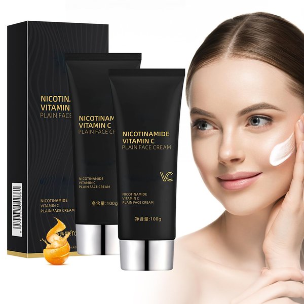 Wanban 2PCS Nicotinamide Vitamin C Plain Face Cream, Niacinamide Vitamin C Black Tube Skin Cream, Multifunctional Smooth Hydrating Niacinamide Makeup Cream, Five Vitamin C Moisturizing Cream