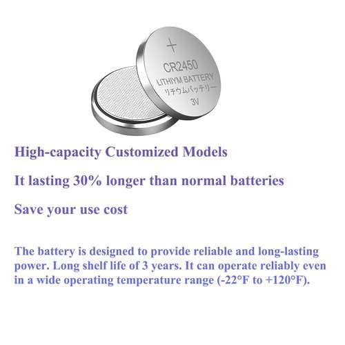 25 Pack 3V High Capacity Lithium Button Coin Cell Batteries CR2450 ECR2450 Used in Most Electronic Devices