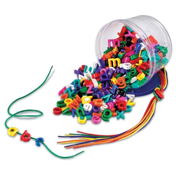 Learning Resources Lowercase Lacing Letters - 275 Pieces, Ages 3+, Toddler Alphabet Learning Toys, Letter Beads for Kids, Homeschool Supplies, Alphabet Beads, Early Spelling,Back to School Supplies