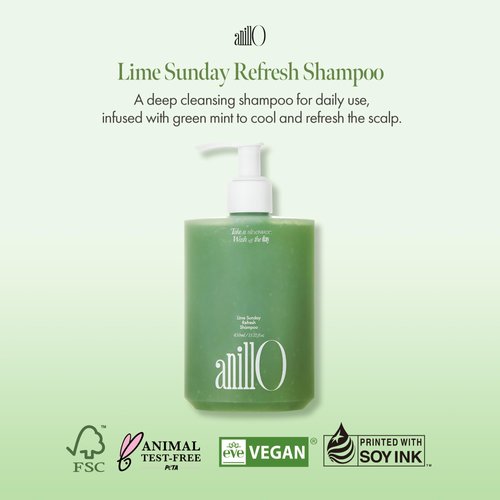 Lime Sunday Refresh Shampoo with Vitamin C, Green Mint, Almond Powder for Gentle Exfoliation and Deep Cleansing Oily Scalp, Lime Citrus Scent, Silicone, Sulfate & Paraben Free (450ml / 15.22 fl.Oz)