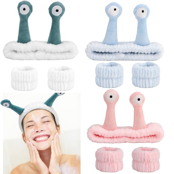 Canitor Snail Spa Headband Wrist Bands for Washing Face Makeup Headband Cute Animal Hair Band Head Band for Skincare Face Wash Cute Funny Gifts for Women Girls Weird Stuff