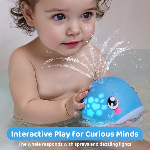 Lalalark Baby Bath Toy Whale Sprinkler, Color-Changing Light-Up Water Toy, 4 Modes, IPX7 Waterproof, 120 Min Fun with 3 AAA Batteries, Vibrant Lights, Gift for Babies & Toddlers 6M+