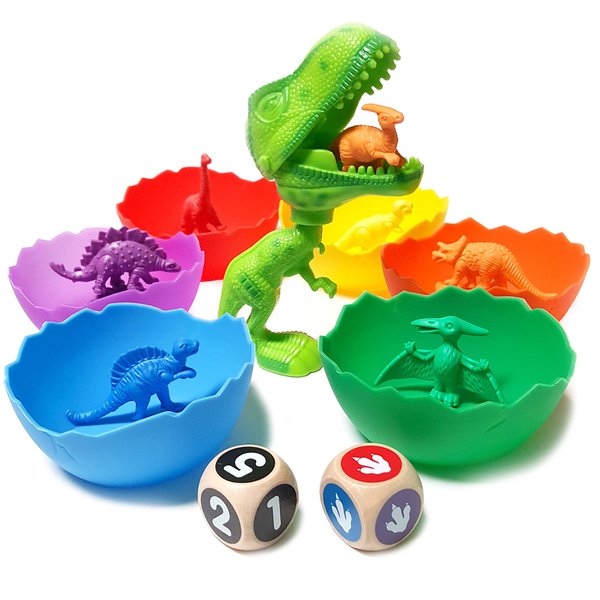 Jumbo Sorting & Counting Dinosaurs Matching Game - Educational Dinosaur Toys for 2 3 4 5 Year Olds with 54 Math Manipulatives, Dino Grabber, Toddler Games Dice, Toy Storage & Kids Activities eBook