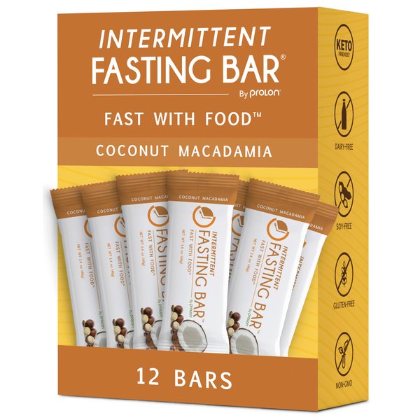 Prolon Fast Bars | Keto, Gluten Free, Dairy Free, Plant Based Protein, Intermittent Fasting Bars | Developed to Not Break Your Fast | Coconut Macadamia Nut, 12 Ct