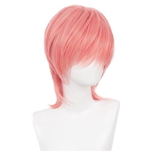 Dai Cloud Pink Short Wigs for Women With bangs Wolf Cut Layered Anime Wigs Synthetic Unisex Wigs for Halloween Cosplay Party