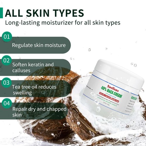 SACLLCAS Urea Cream 40% Plus Salicylic Acid 2% - Foot Dry and Cracked Foot Cream, Gentle Exfoliating Moisturizing and Hydrating, Suitable for Feet, Hands and Knees