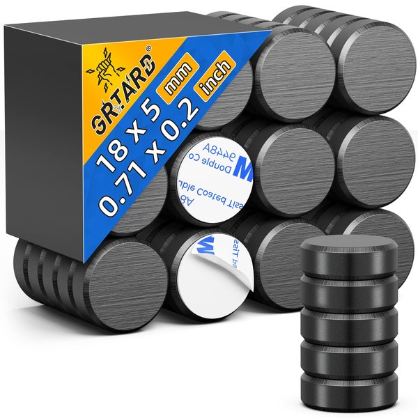 30Pack Magnets for Crafts with Adhesive Backing Ceramic Magnets Round Disc Magnets, Perfect for Refrigerator Button DIY Cup Tiny Magnet Craft Hobbies, Science Projects- 0.71'' D x 0.2''H