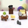 23pcs Brown Dollhouse Mini Furniture Kit Decoration DIY Accessories Including Dining Room Sitting Living Bedroom Set Toys for Baby Boys Children Girls Dollhouse Accessories
