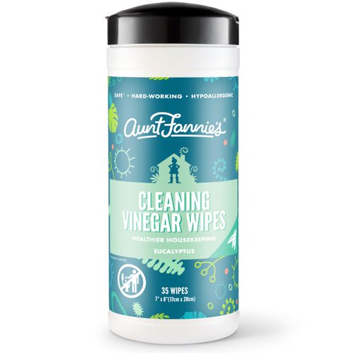 Aunt Fannie's Natural Cleaning Vinegar Wipes, Multipurpose Surface Cleaner, Eucalyptus Scent, 35 Count (Pack of 1)