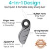 Vive Button Hook with Finger Hole - Zipper Gripper Pull Helper - Dressing Aid Assist - Buttoning Tool Device for Arthritis, Limited Mobility, Independent Living - Dexterity Handle Grip for Clothes