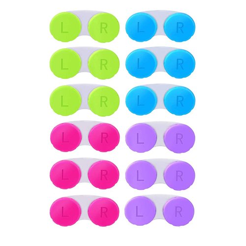 KISEER 12 Pack Colorful Contact Lens Case Box Holder Container Soak Storage Kit
