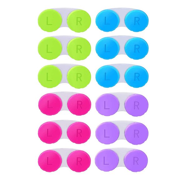 KISEER 12 Pack Colorful Contact Lens Case Box Holder Container Soak Storage Kit