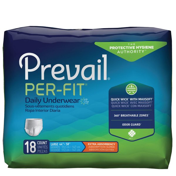 Prevail Per-Fit Extra Absorbency Incontinence Underwear, Large, 18-Count