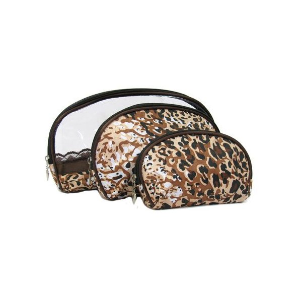 VGS Fashions Cosmetic Purse Case ~ Animal Print Cosmetic Makeup Pouch Purse Bags Set of 3 (1003 Oval)