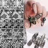 Retro Holographic Nail Art Foil Transfer Stickers Black Lace Foils Nail Art Supplies Nail Foil Lace Flower Pattern Designs Stickers Decals for Women Acrylic Nails Floral Manicure Decorations 10 Sheets