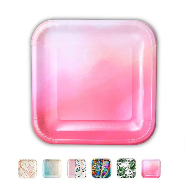 SOLAS Pink Disposable Plates | Biodegradable & Fully Compostable Pink Paper Dinner Plates | Beautifully Designed Stylish Eco Friendly Pink Birthday Plates | Pack of 20 | 9 Inch Pale Pink Paper Plates