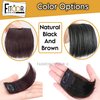 Fashion Fitoor Clip in Hair Extensions Add Hair Volume Silky Straight Human Hair Wiglets Pieces for Thinning Hair Invisible Hairpin for Women (Brown)