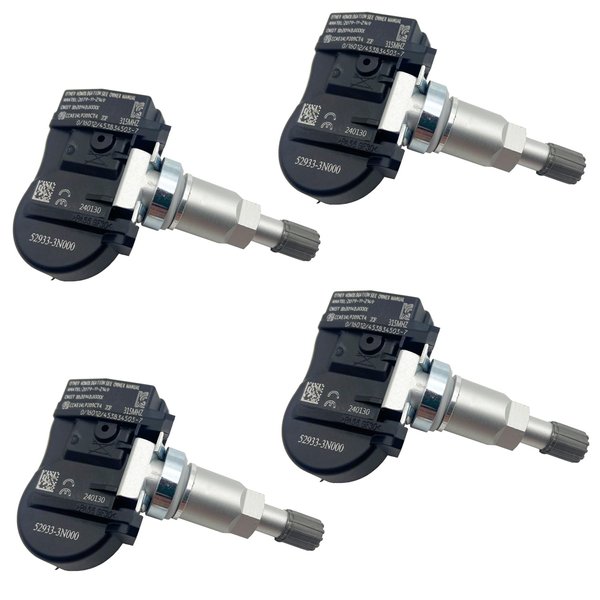 Cheriezing 52933-3N000 Programmed Tire Pressure Monitoring System (TPMS) Sensor Compatible for Select Hyundai/Kia Models - Elantra GT/Equus/Santa Fe/Optima/Sorento 315MHz Set of 4