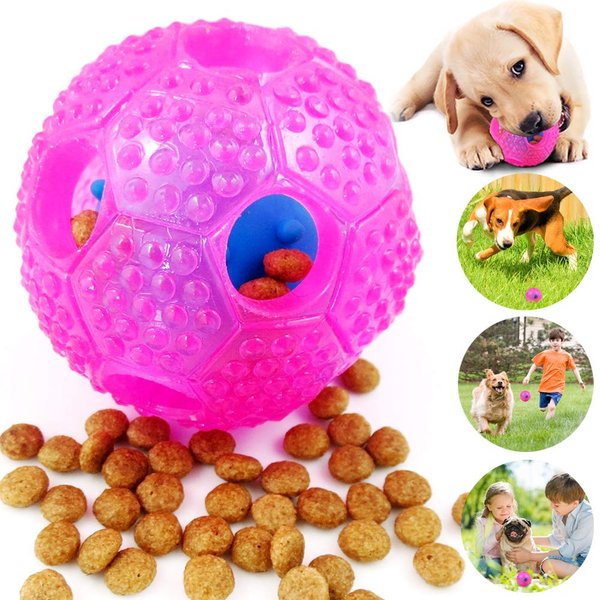 CHLEBEM Puppy Toys Interactive Dog Toys Dog Chew Toys Ball for Small Medium Dogs Chew Teething Teeth Cleaning Treat Food Dispensing Tough Durable Rubber Pet Ball Cleans Teeth Dog Balls (Pink)