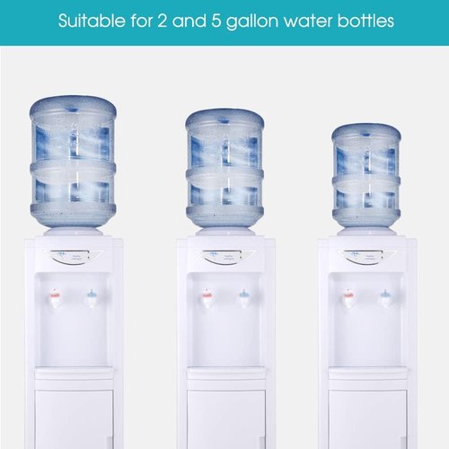 Water Cooler Dispenser for 3 or 5 Gallon Bottles, Top Loading Water Cooler Water Dispenser-Hot & Cold Water, Child Safety Lock, w/Storage Cabinet, for Home Office Dormitory (White)