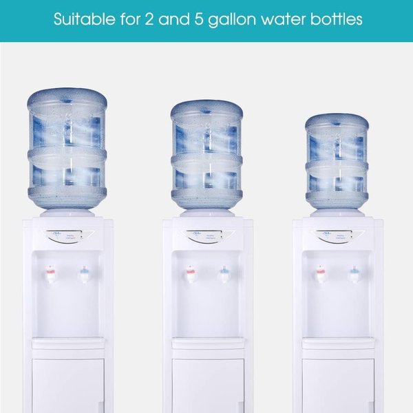 Water Cooler Dispenser for 3 or 5 Gallon Bottles, Top Loading Water Cooler Water Dispenser-Hot & Cold Water, Child Safety Lock, w/Storage Cabinet, for Home Office Dormitory (White)