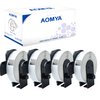 Aomya 4 Pack DK-1203 Compatible BRO Die-Cut File Folder Labels Paper Roll 2/3" x 3-7/16"(17mm x 87mm) White Labels with 4 Reusable Cartridges use for QL-700 QL570 QL710W QL800 QL810W QL1060N(4)