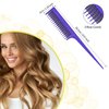 Patelai 3 Pieces Hair Styling Comb Set, Includes Hair Brush Teasing Fluffy Hair Brush, Rat Tail Comb Teasing Comb and Triple Teasing Comb for Women Back Combing Hair (Purple)