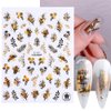 Fall Nail Stickers Autumn Maple Leaves Nail Decals Thanksgiving 3D Nail Art Supplies 9PCS Gold Maple Leaf Butterfly Abstract Face Rose Self-Adhesive Nail Art Stickers for Women Nail Decorations
