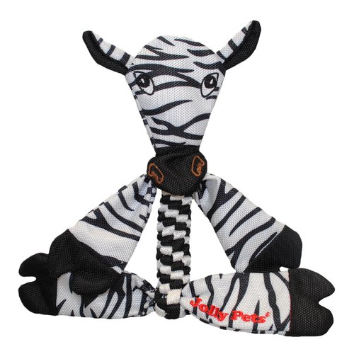 Jolly Pets Flathead Tug/Squeak Dog Toy, Zebra, Small (FHZ5)