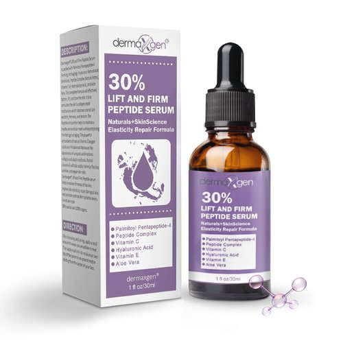Dermaxgen Lift And Firm - 30% Peptide Serum, Matrixyl 3000, Vitamin C & E + Hyaluronic Acid + Aloe Vera, Lifts, Firms & Tightens Skin + Pure Organic Anti-aging Serum (1 FL OZ)