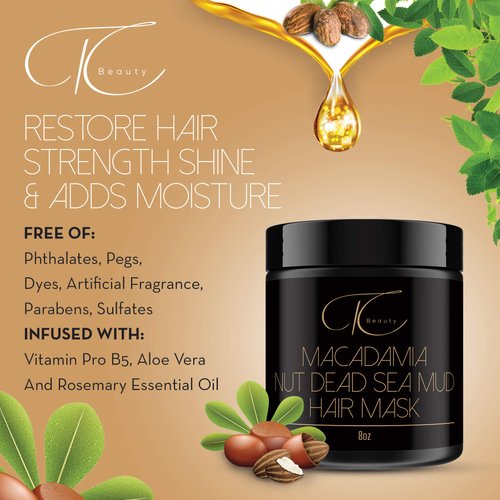 Macadamia Nut Dead Sea Mud Mineral Hair Mask, Repair Dry damage hair Mask, Hydrating moisture therapy