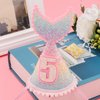 Vovii 5 years old Mermaid Tail Birthday Hat for Baby Girl Pink Sparkle Sequined Mermaid Tail Headband Princess Birthday Party Supplies