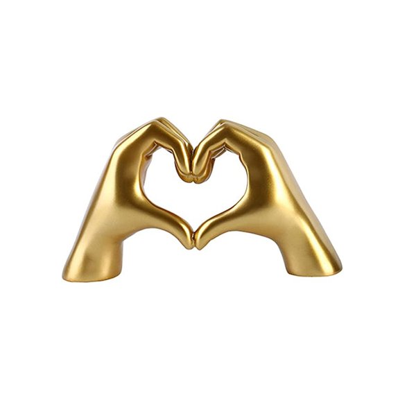 mozhixue Hand Gesture Statues, Heart Shape Love Finger Statue, Modern Art Sculpture Personalized Finger Gold Home Decoration for Wedding Home Office Desktop Gifts
