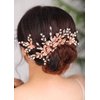 Denifery Wedding Pink Rhinestone Pearls Flower and Leaf Hair Comb Bridal Vintage Headpiece Crystal Women Hair Comb Bridal Hair Comb with 2 Pins Wedding Hair Piece Wedding Accessories