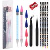 6Pcs Rhinestone Picker Tools Self Adhesive Wax Pencil with 2Pcs Extra Wax Tips, 2Pcs Tweezers and Pencil Sharpener for DIY Nail Art