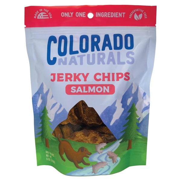 Colorado Naturals Salmon Jerky Chips Dog Treats, 6 oz – All-Natural, Made in USA, No Fillers or Preservatives – Wild Alaskan Caught, Rich with Omega-3