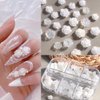 90 Pcs 5D Mixed White Flower Camellia Nail Art Set And 900 Pcs 3D Nail Art Supplies Round Pearls Caviar Beads Nails Charms Tips Nail Glitter Accessories for Women Acrylic Nail Art Decorations