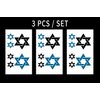 Star of David Israel Judaism Jewish Waterproof Water Resistant Fake Body Art Set Temporary Tattoo Stickers (3 PCS/SET)