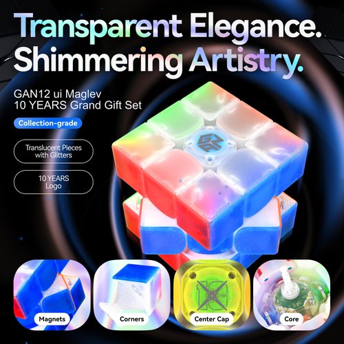 GAN12 ui Maglev, GAN Smart Speed Cube 3x3 with GAN PowerPod, Intelligent Magnetic Cube via Bluetooth Connected for Online Games/AI Training, Puzzle Cube for Kids and Adults, 10 Years Edition