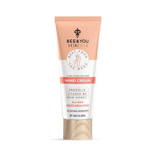 BEE and YOU 100% Natural, Ultra Hydrating Hand Cream for Dry Cracked Hands, Moisturizer, Extra Protection with Shea Butter, Vitamin B5, Raw Honey and Propolis Extract, 1.69 fl oz