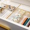 Martha Stewart Kerry Plastic Stackable Office Desk Drawer Organizers, 6" x 3", 6 Pack, with Gold Trim