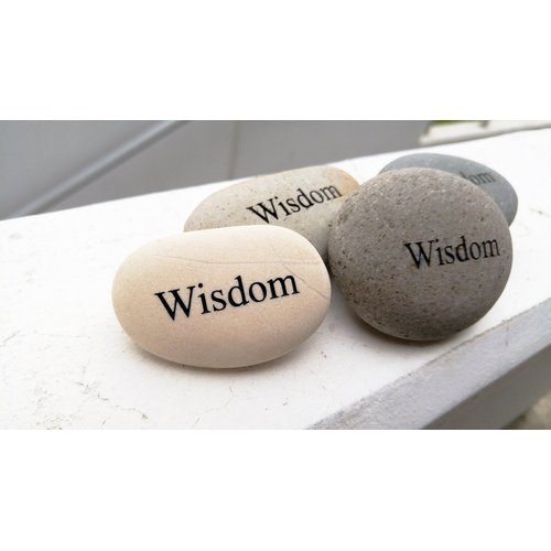 Garden Age Supply Wisdom Engraved Stone Inspirational Sandblast, Perfect Gorgeous Unique Gift Ideas, Natural Beach Pebble Rock