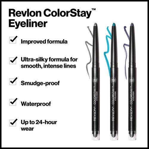 Revlon Pencil Eyeliner, ColorStay Eye Makeup with Built-in Sharpener, Waterproof, Smudgeproof, Longwearing with Ultra-Fine Tip, 205 Sapphire, 0.01 Oz