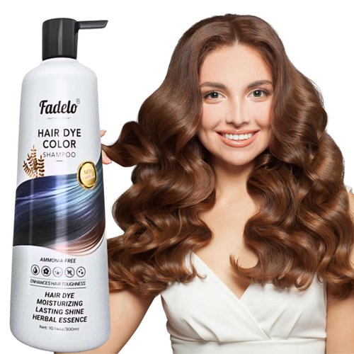 Fadelo Hair Dye Shampoo 3 in 1 for Grey Hair,Semi-Permanent 100% Coverage for Women and Men,Herbal Ingredients and Natural Plant (Chestnut Brown, 10.14)