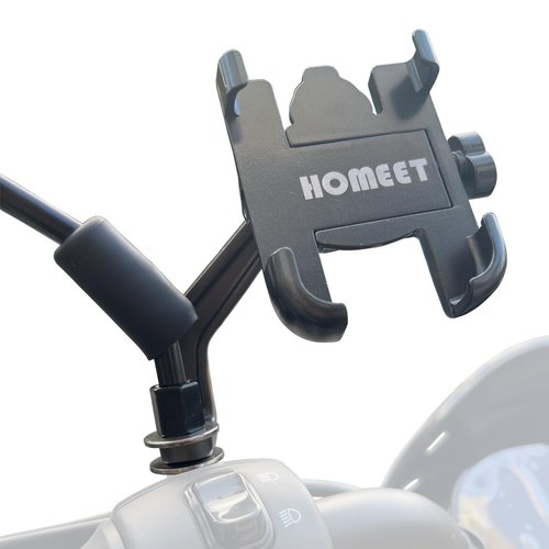 Homeet Motorcycle Phone Mount for Rearview Mirror, Metal Motorbike Phone Holder Smartphone Holder Mount 360° Rotation Adjustable, Universal for 6mm-10mm Diameter Scooter Motorcycle Mirror