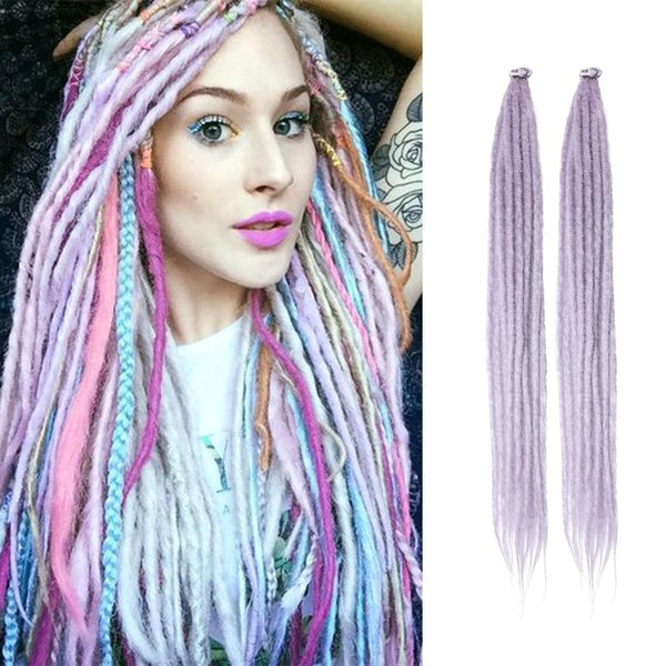SAVASANA 24 Inch Dreadlock Extensions 20 Strands Boho Style Crochet Hair Dreads Synthetic Single Ended Hippie Loc Hair Extensions light lavender Handmade Crochet Braids for Women & Men